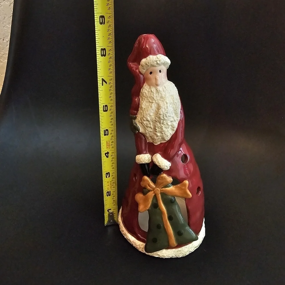 Vintage Santa Claus With Gift Tea Light Christmas Candle Holder Votive